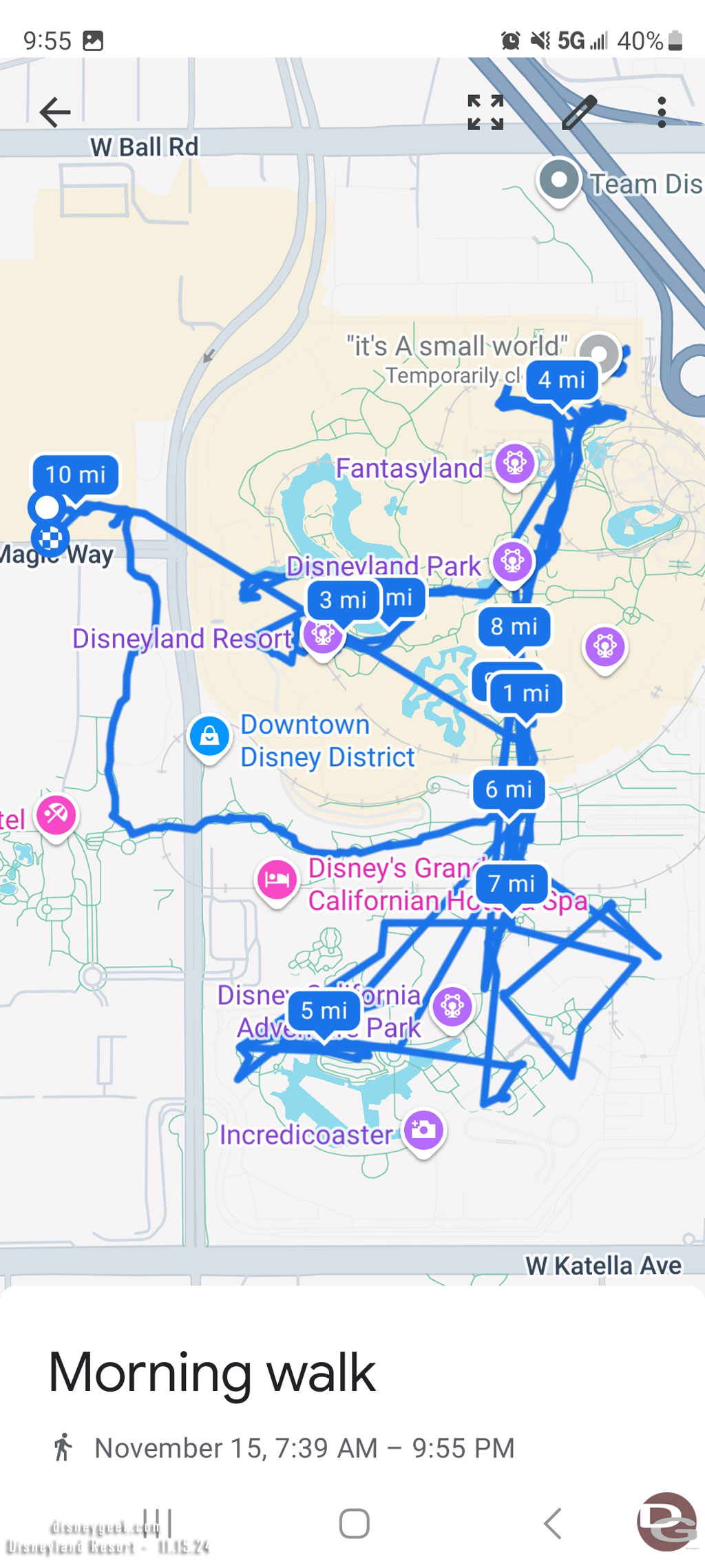 My walking path today at the Disneyland Resort