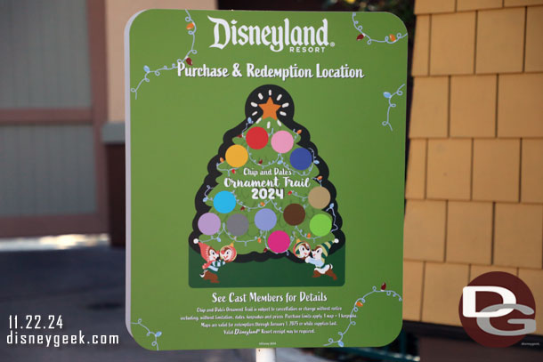 Downtown Disney is hosting Chip and Dales Ornament Trail this year.  There are 12 ornaments on the trees.  You can purchase a board for $9.99 where you match up the colors to the character ornaments then can claim one of the ornament keepsakes.