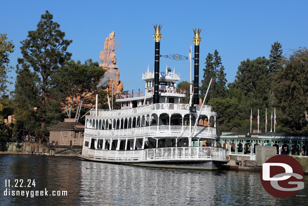 The Mark Twain and Columbia were not accepting passengers.  Both were circling the Rivers of America though.