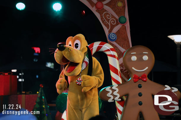 Pluto at the Disney Holiday Dance Party