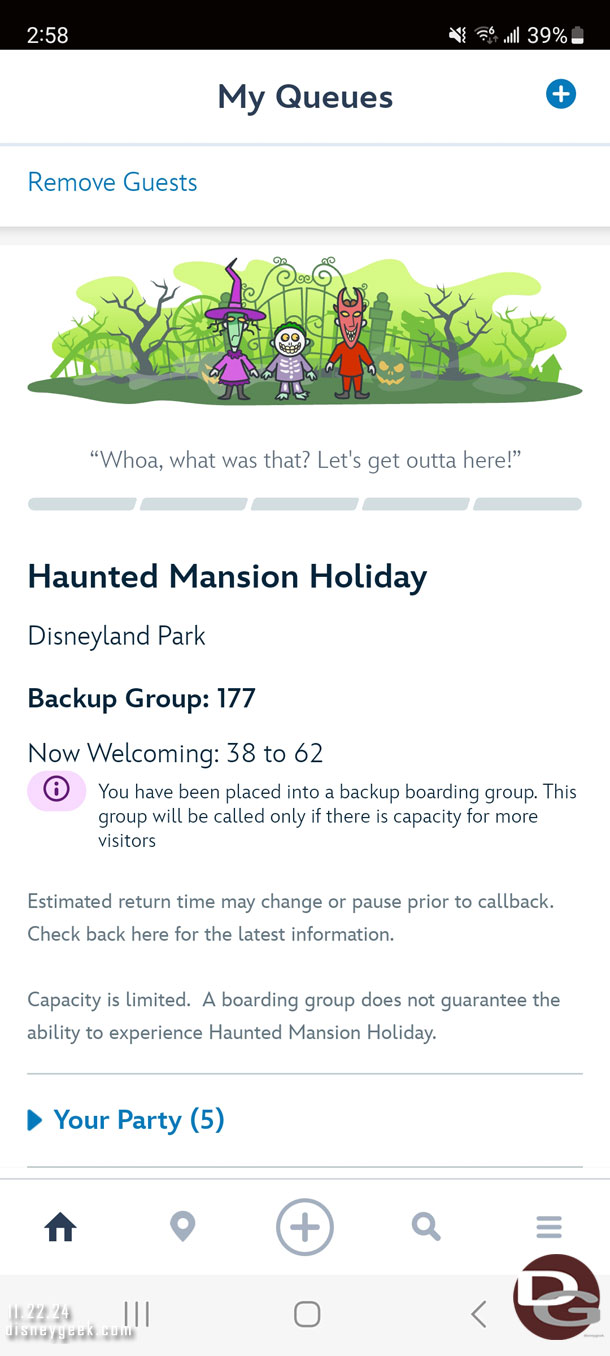 A slow day for Haunted Mansion Holiday today. Looks like I will not be riding.