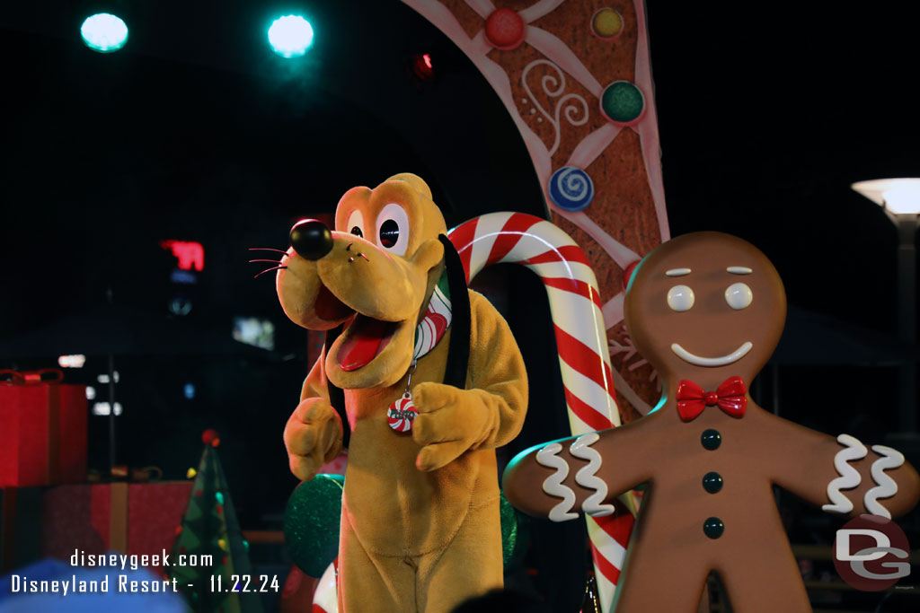 Pluto at the Disney Holiday Dance Party