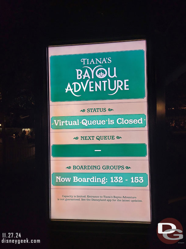 7:20pm - Virtual Queue status
