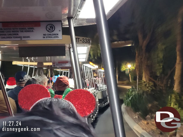 9:50pm - On a tram back to the parking structure
