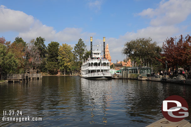 The Mark Twain Riverboat on the Rivers of America this afternoon