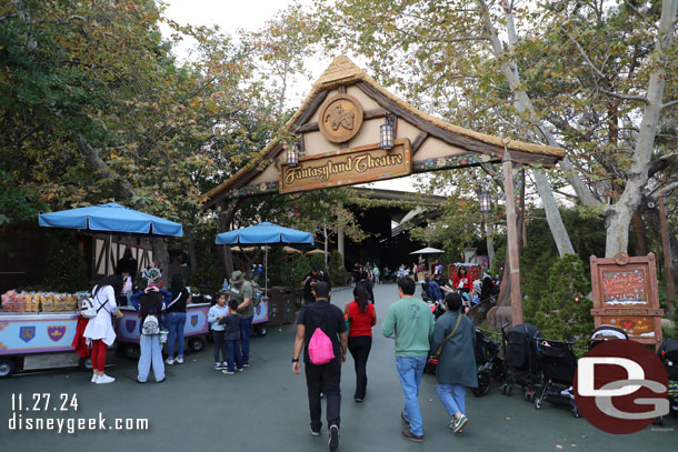 The snow flakes have been removed from the ground leading to the theatre