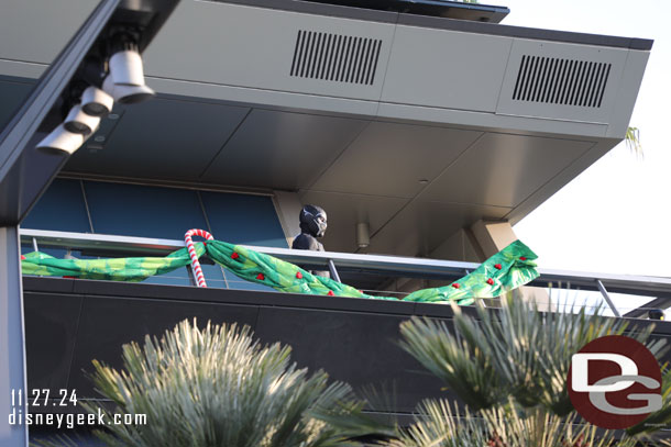 Some Christmas decorations up in Avengers Campus. I did not make a show so not sure if they switched to the Christmas show.