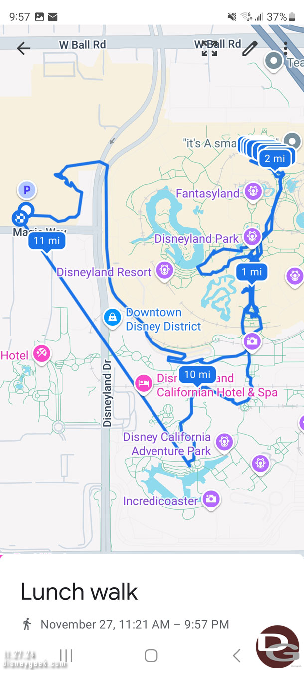 Seems Google lost track of me today a number of times. My hotel visits and Galaxy's edge loop are not shown on the map for some reason.