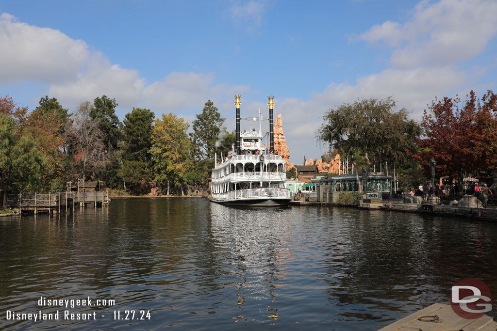 The Mark Twain Riverboat on the Rivers of America this afternoon