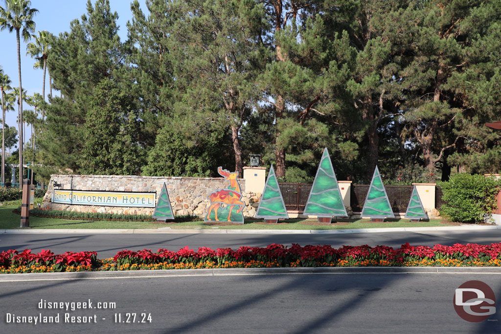 The Grand Californian Hotel driveway decorations