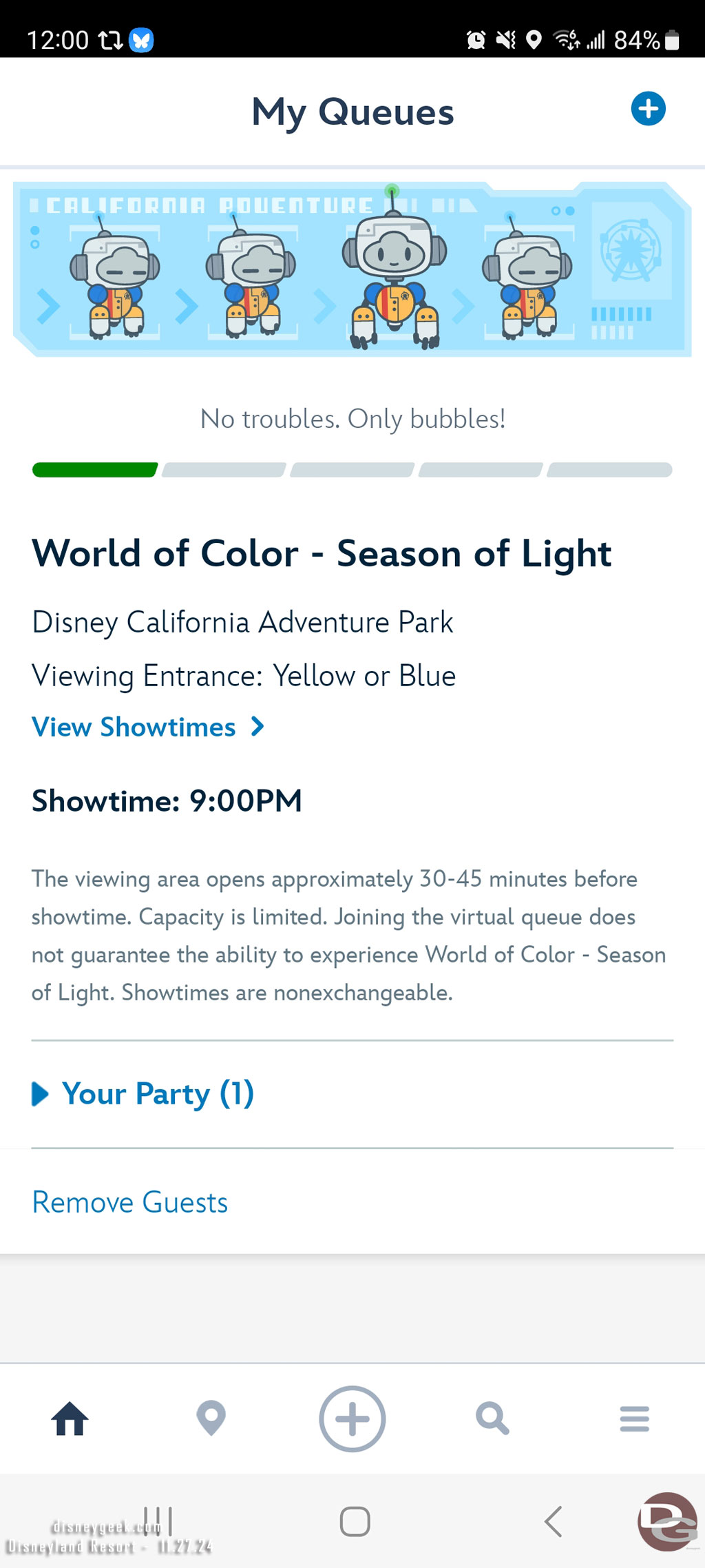 Picked up a virtual queue spot for World of Color Season of Light.  Noticed Tiana