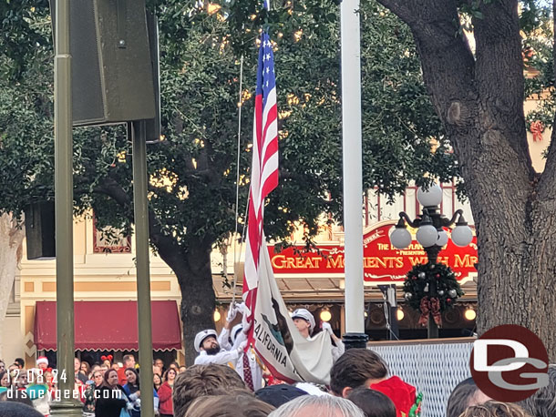 4:02pm - The Nightly Flag Retreat featured a recording of the National Anthem for the lowering and nothing for the folding of the flags.