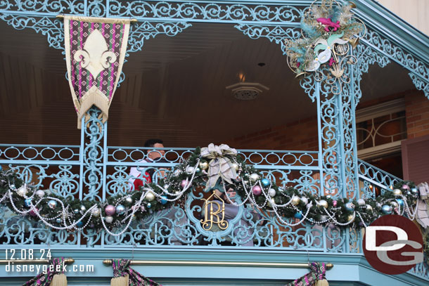 Kathryn Hahn was up there having coffee and looking over new Orleans Square.  Assuming she stayed in the suite overnight.