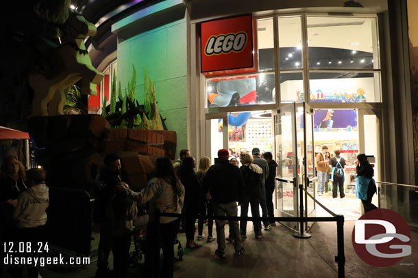 A queue set up for the LEGO store this evening.