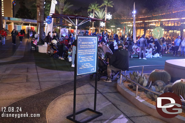 There are seven snow fall moments nightly in Downtown Disney through the end of the month.