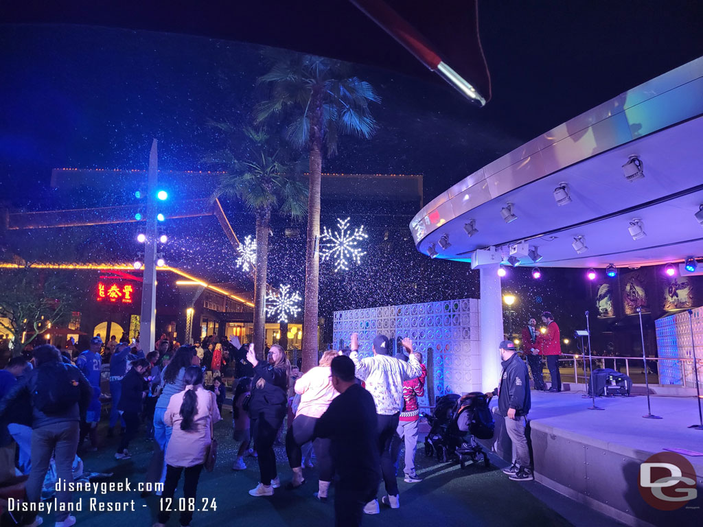 Downtown Disney snowfall.