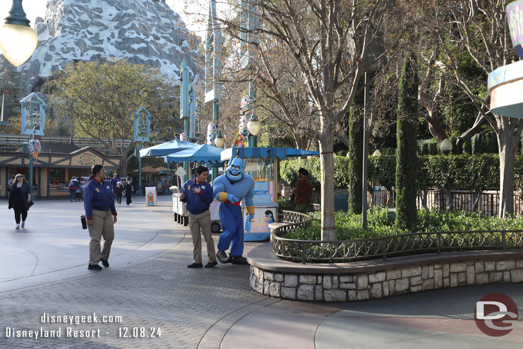 Genie out looking for guests to greet