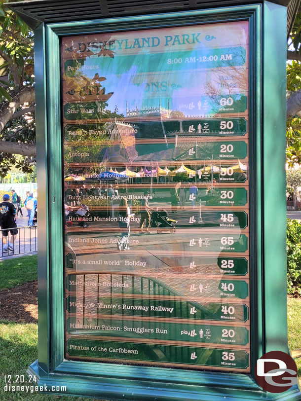 Disneyland wait times at 12:02pm