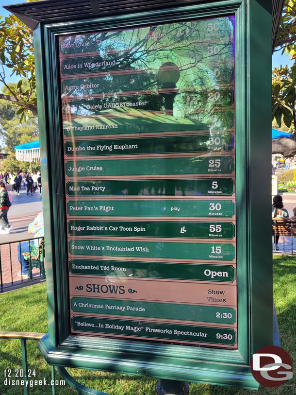 Disneyland wait times at 12:02pm