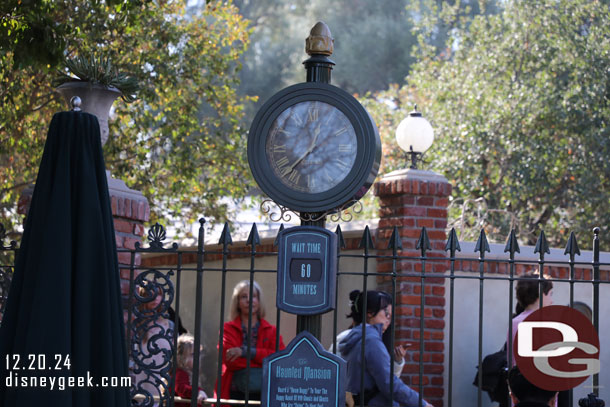 Haunted Mansion posted at 60 minutes and most of the queue looked to be full.