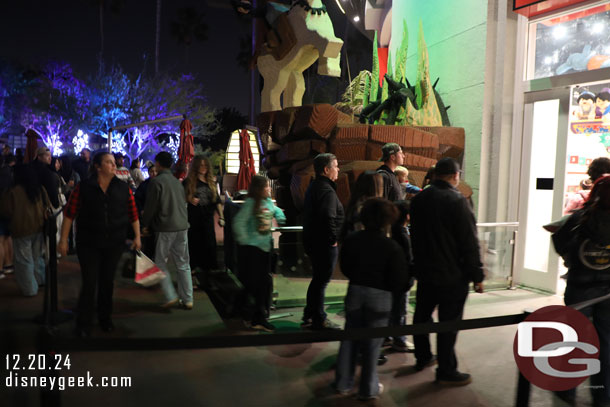 A queue to enter the LEGO store this evening