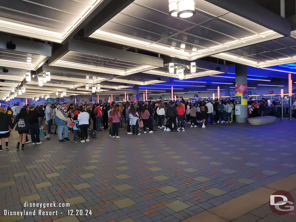 11:42am - The tram queue that awaits me.