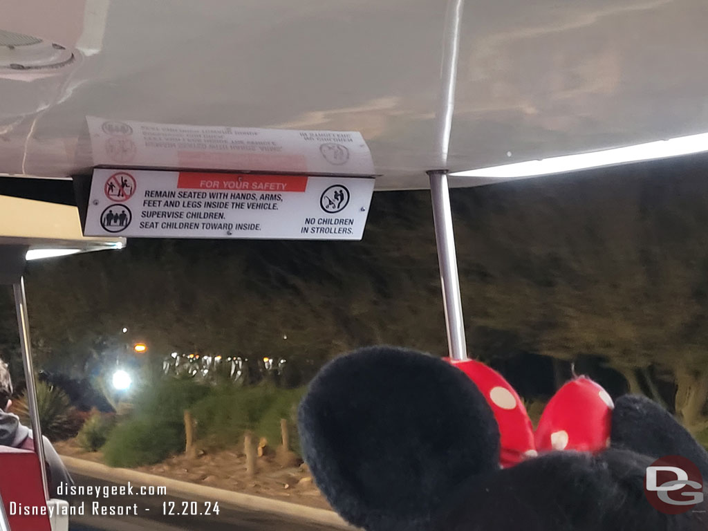 9:32pm - Onbord and heading back to the parking structure