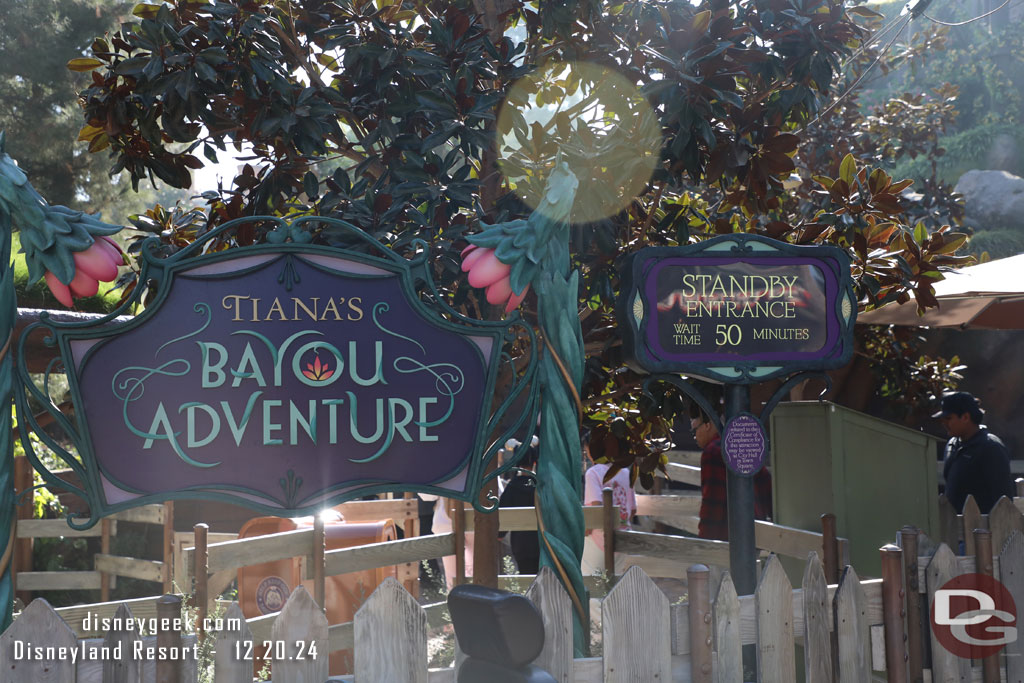 Tianas Bayou Adventure has dropped its virtual queue since my last visit.