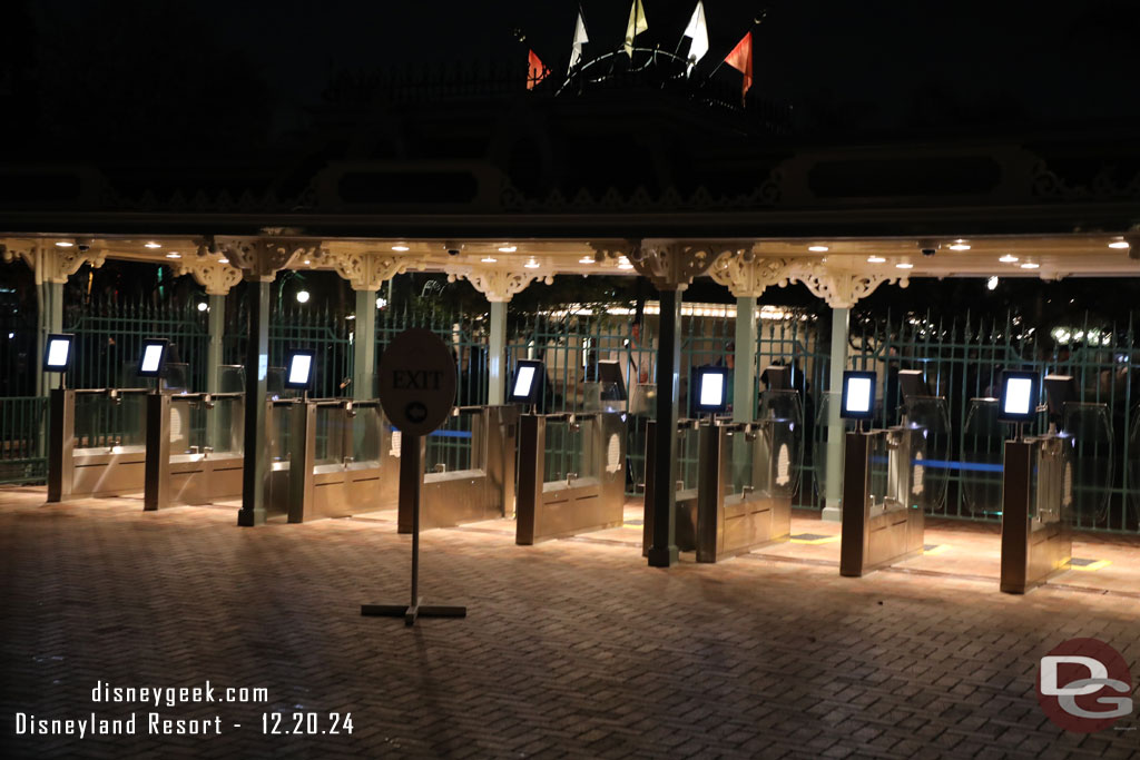 The new turnstiles after dark