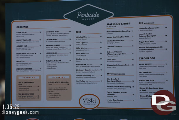 Menus of the other locations