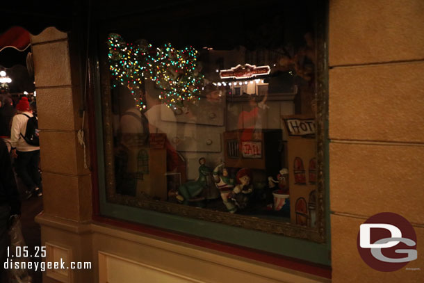 The lights and animations were off in most of the windows at the Emporium.