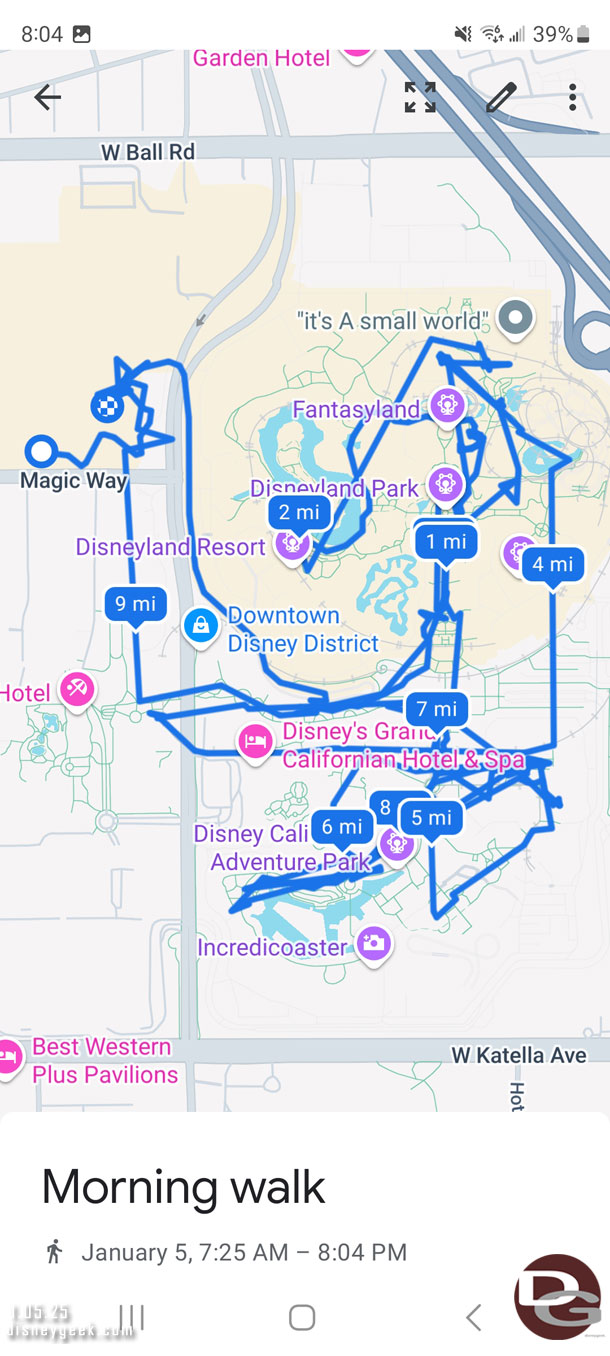 My path today at the Disneyland Resort.