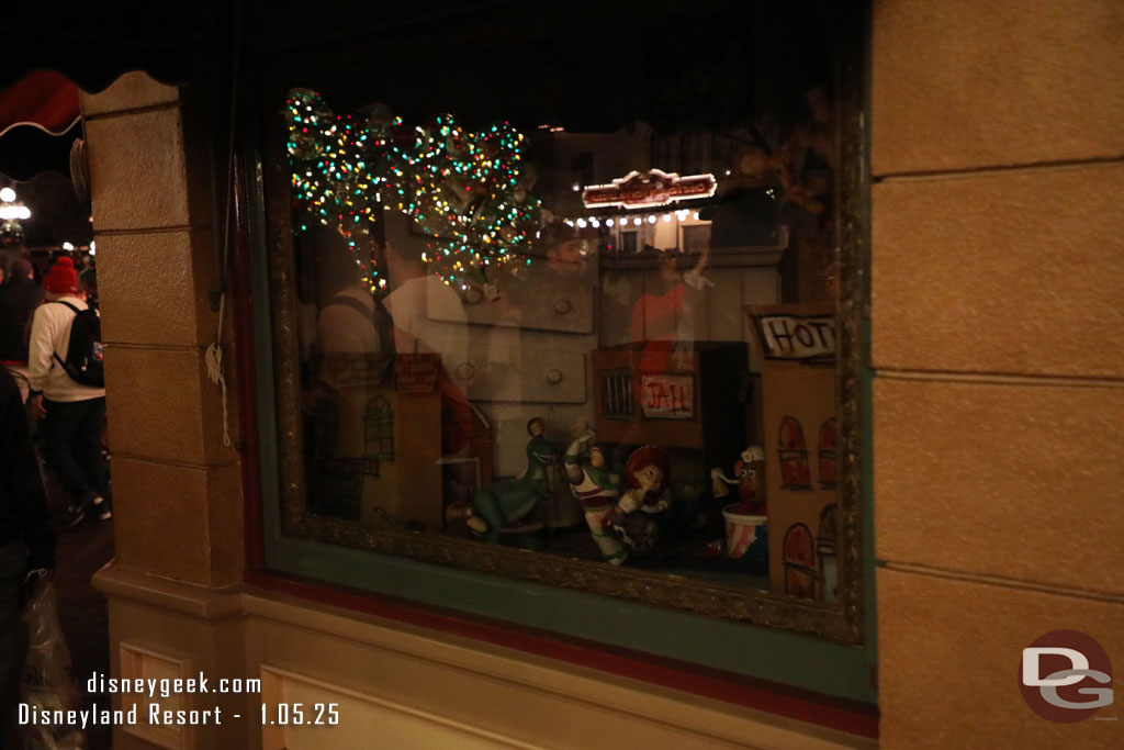 The lights and animations were off in most of the windows at the Emporium.