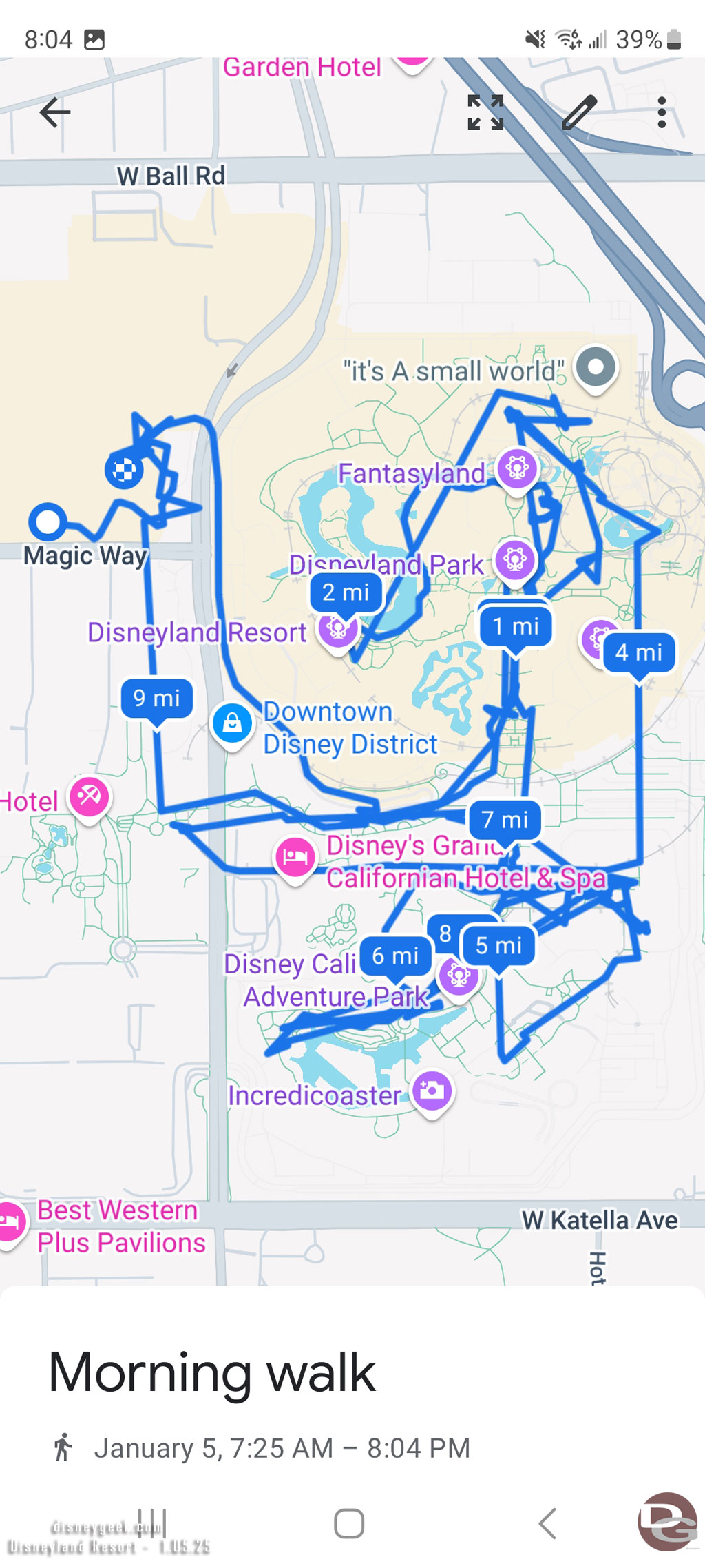 My path today at the Disneyland Resort.