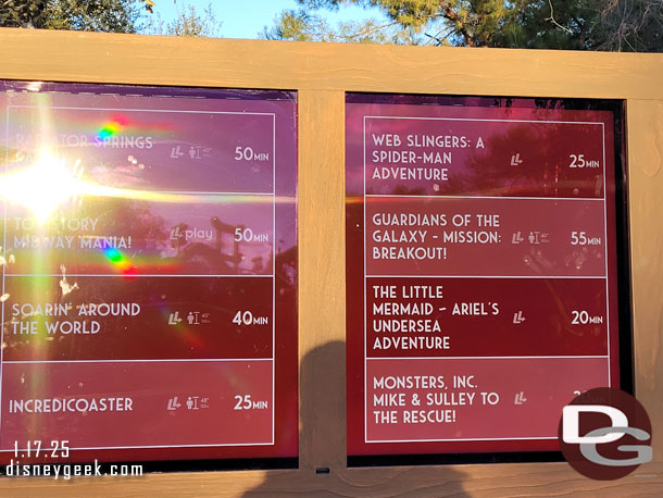 4:24pm - Disney California Adventure wait times