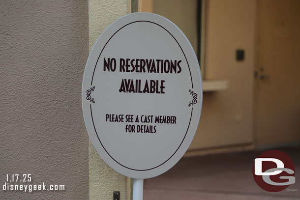 As usual all reservations are gone for the day.