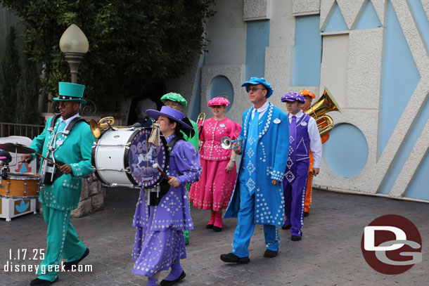 The Pearly Band marching out to perform.