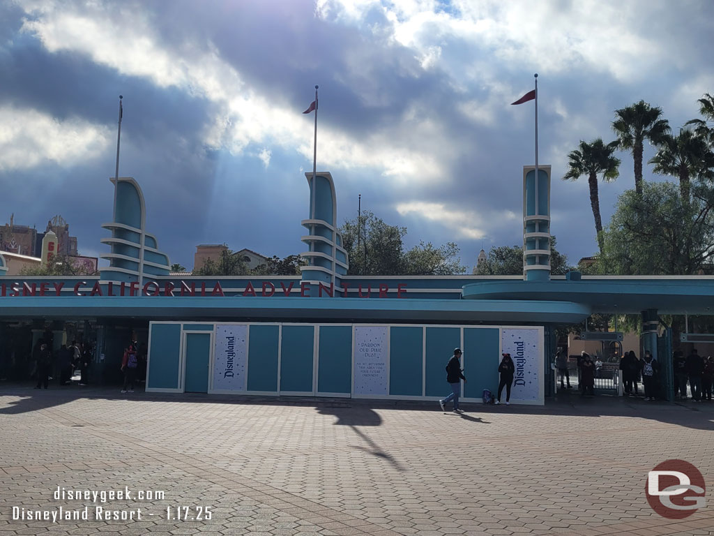 The next section of turn stiles at Disney California Adventure are behind walls to be replaced.