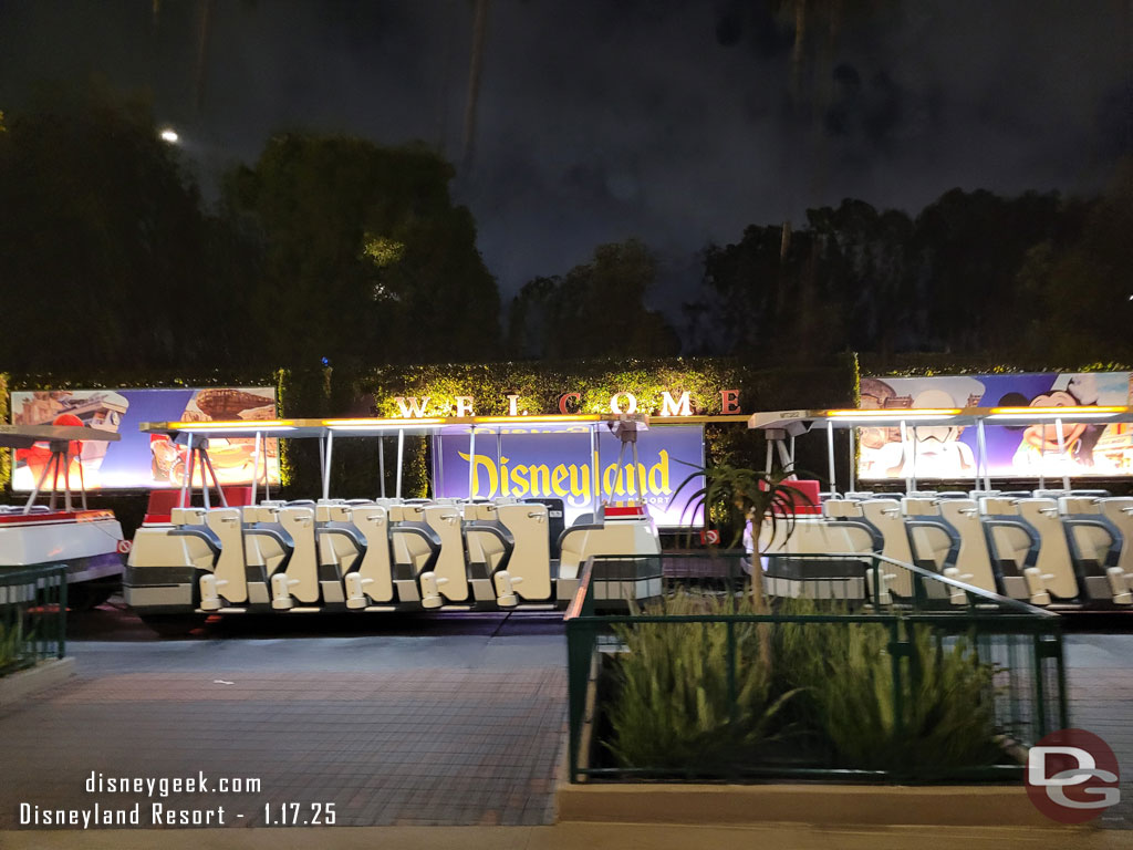 9:27pm - The tram stop billboards are generic Disneyland ads not Lunar New Year