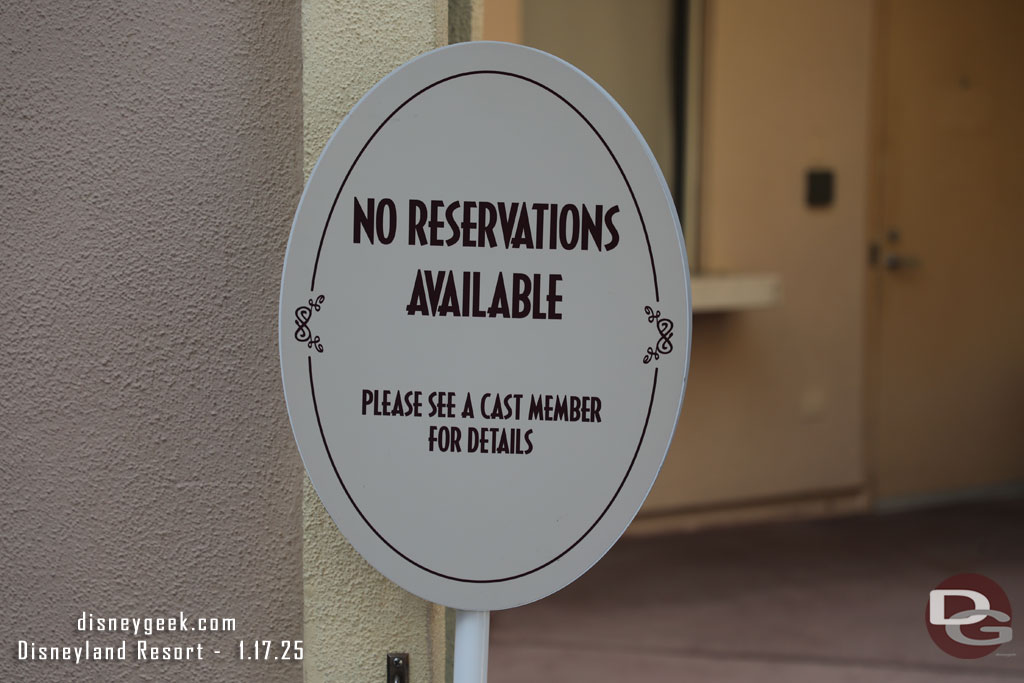 As usual all reservations are gone for the day.