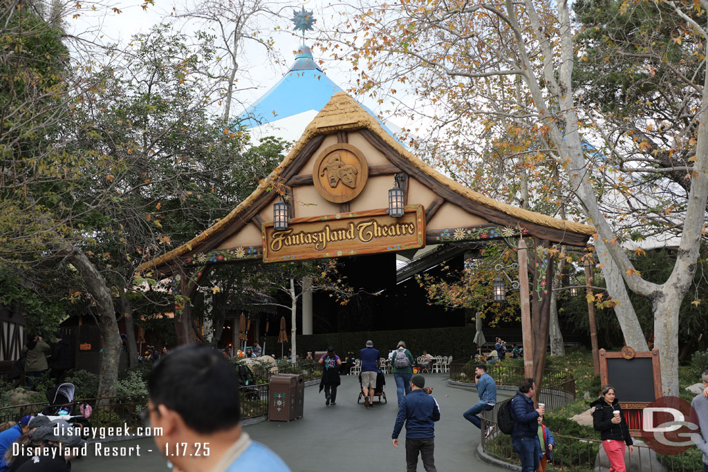 The Fantasyland theatre is dark, but you can still go up there to eat.