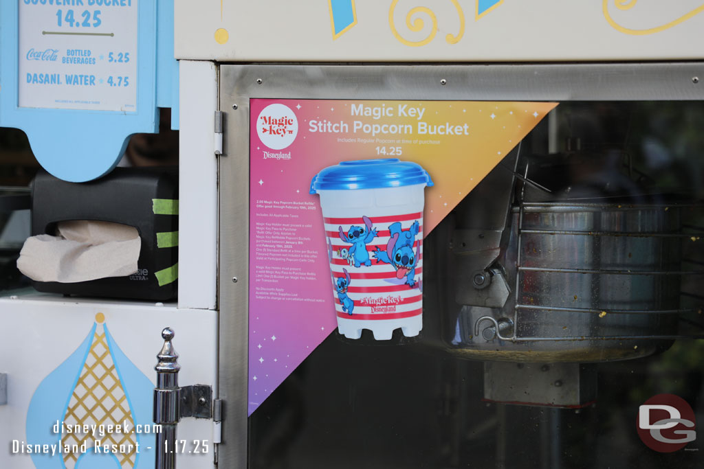 Magic Key Stitch Popcorn Bucket.   Refills are $2 through next month.