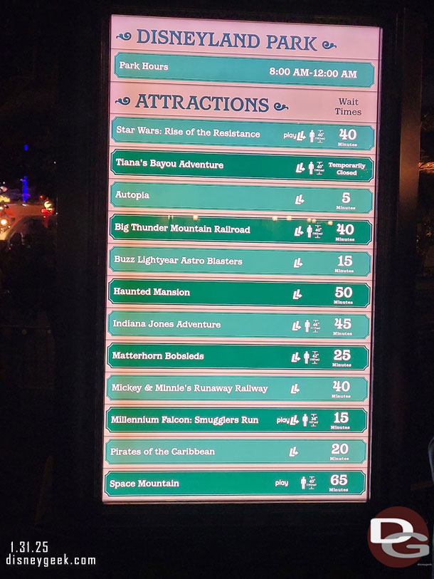 7:02pm - Disneyland wait times