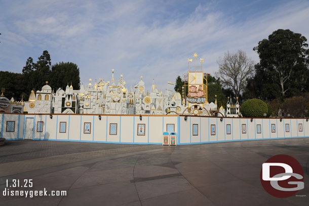 it's a small world is closed for renovation as the holiday overlay is being removed.