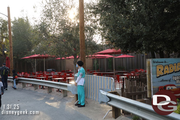 The new seating area for the Cozy Cone was closed today.