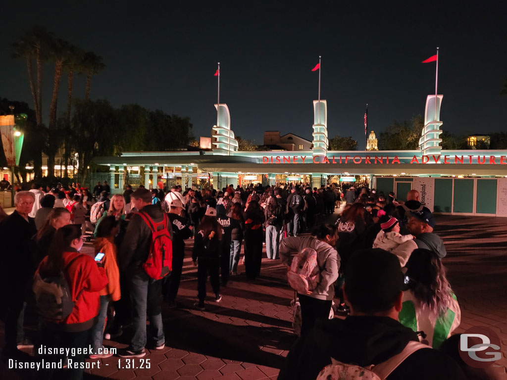 7:09pm - In line to enter DCA