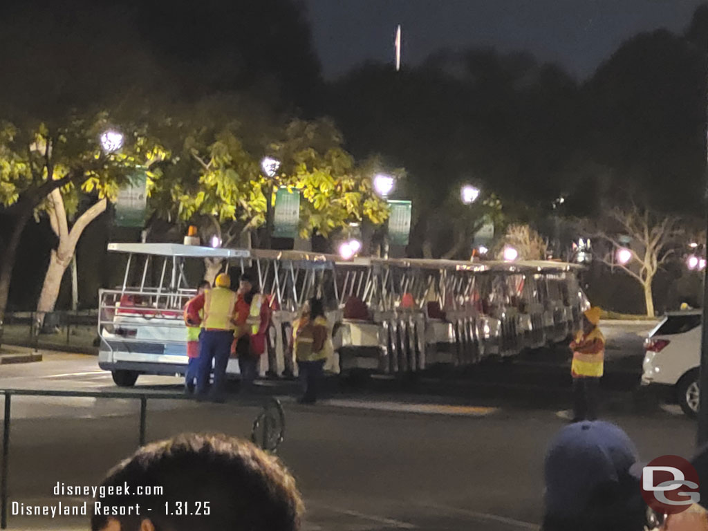 There was an issue with this tram and it was blocking the tramway so only the far drop off and pick up stations were available as we exited.