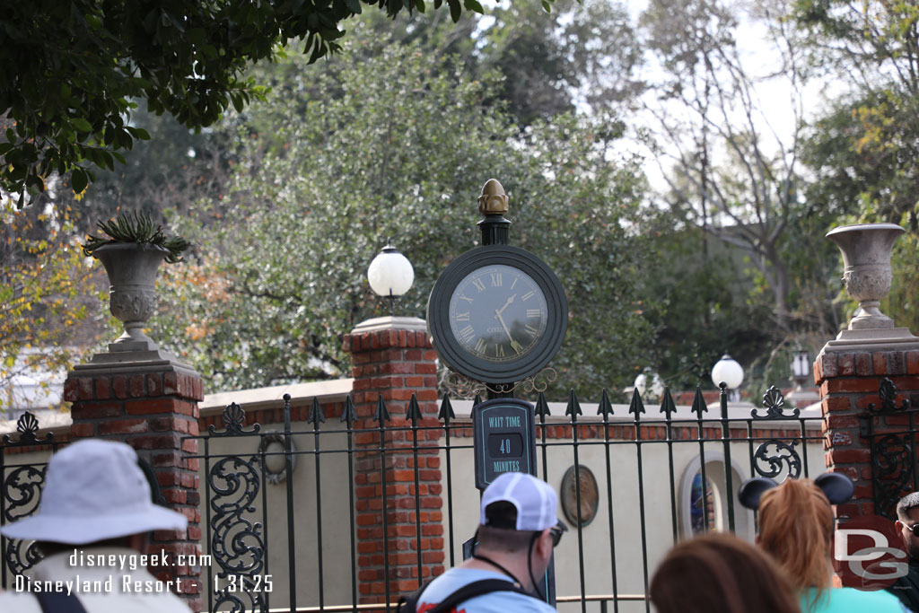 40 min wait posted for the Haunted Mansion, longer than I was willing to wait this afternoon.