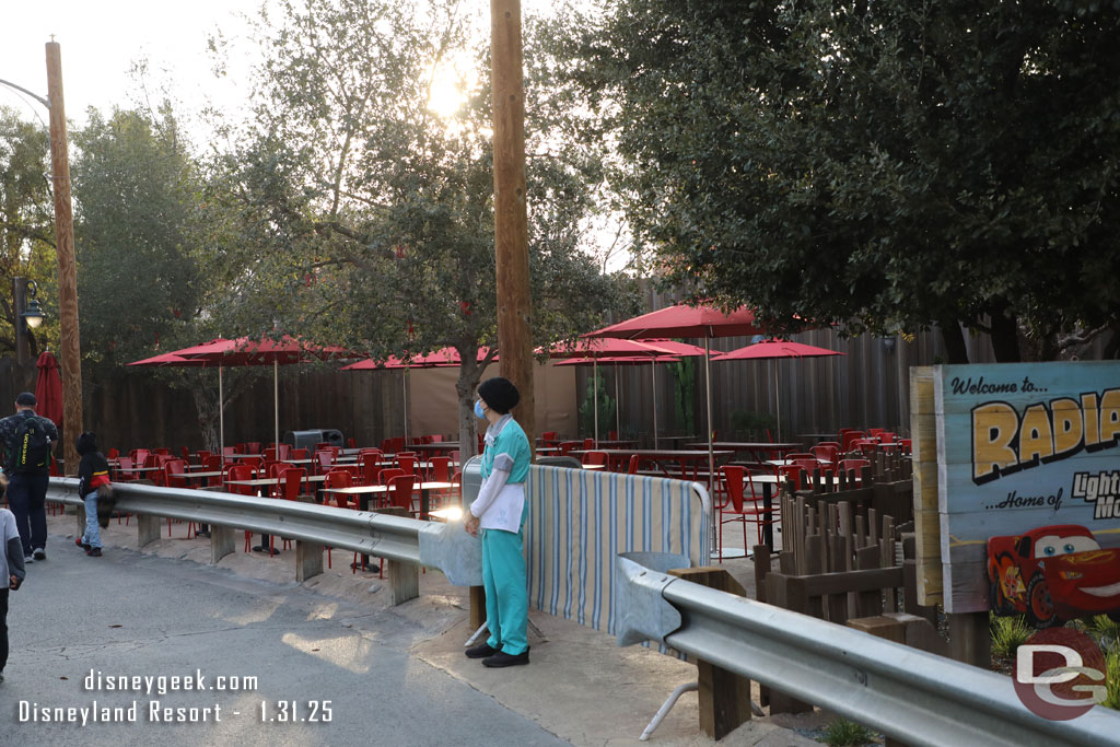 The new seating area for the Cozy Cone was closed today.