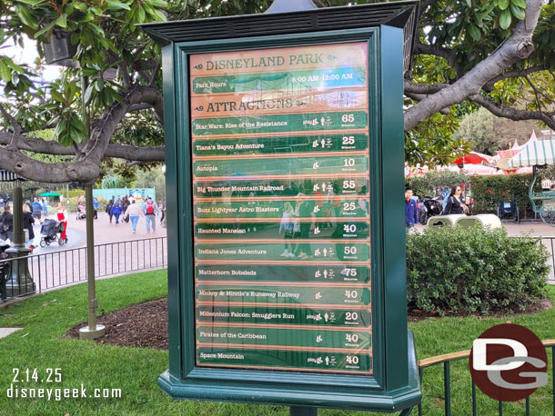 12:58pm - Disneyland Wait Times